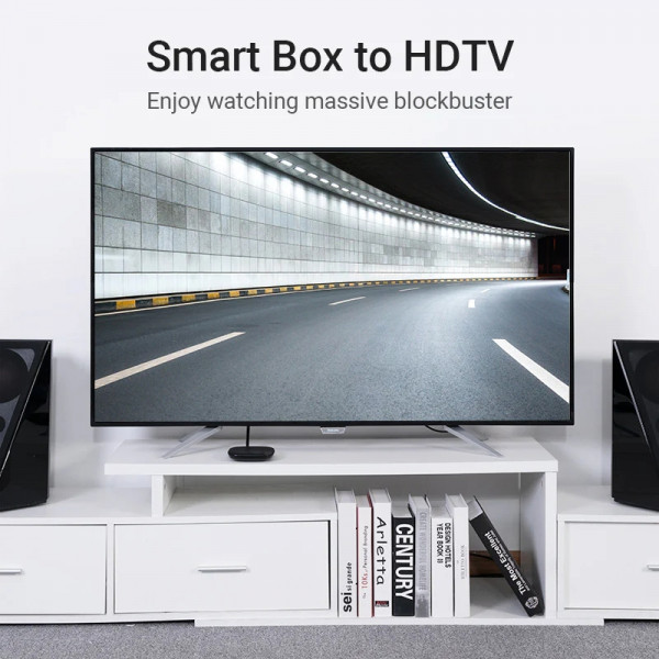 Кабель HDMI M - M, 1.0м, V2.0, 4K 60Гц, кут 270°, PVC, чорний Vention