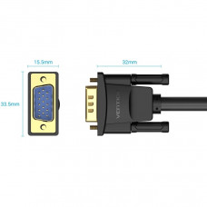 Кабель VGA 15M-15M, 1.0м, з ферритами, чорний Vention