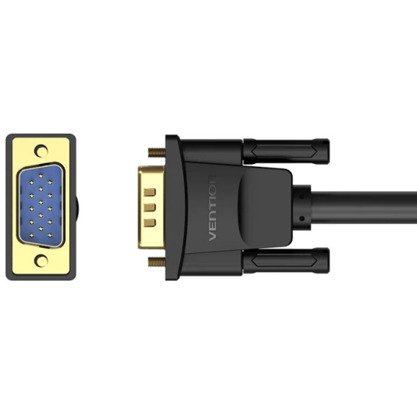 Кабель VGA 15M-15M, 1.0м, з ферритами, чорний Vention