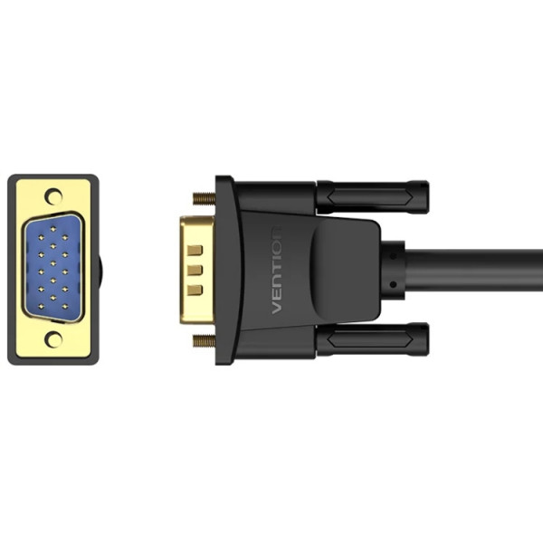Кабель VGA 15M-15M, 2.0 м, з ферритами, чорний Vention