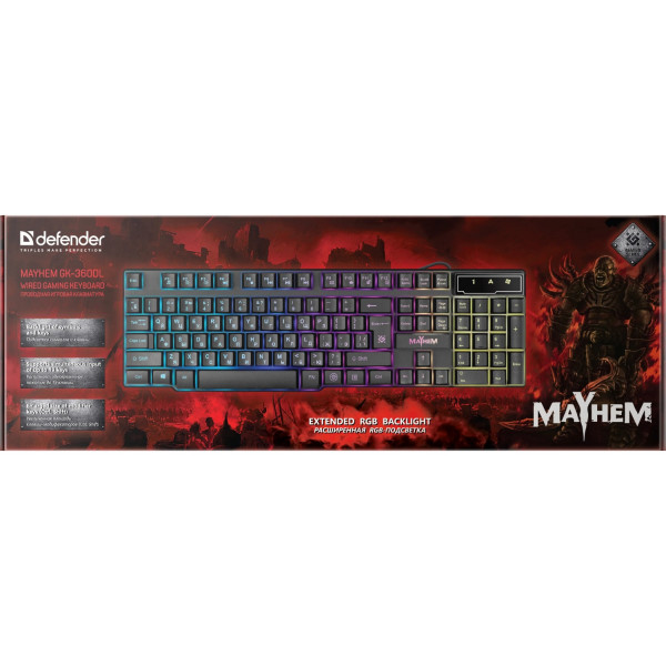 Клавіатура ігрова Defender Mayhem GK-360DL UA RGB,19 Anti-Ghost