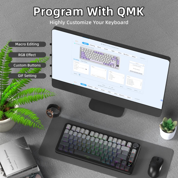 Клавіатура ігрова механічна Attack Shark X85PRO 82кл. RGB, Wireless, Moonlit Night