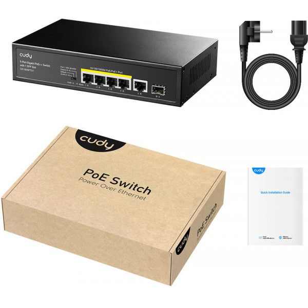 Комутатор Cudy GS1005PTS1, 5 порт Gigabit PoE+ Switch with 1 SFP Port 120W
