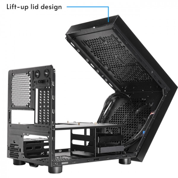 Корпус Chieftec THE CUBE CI-03B-OP, без БЖ, fan 20cm, mATX, Black