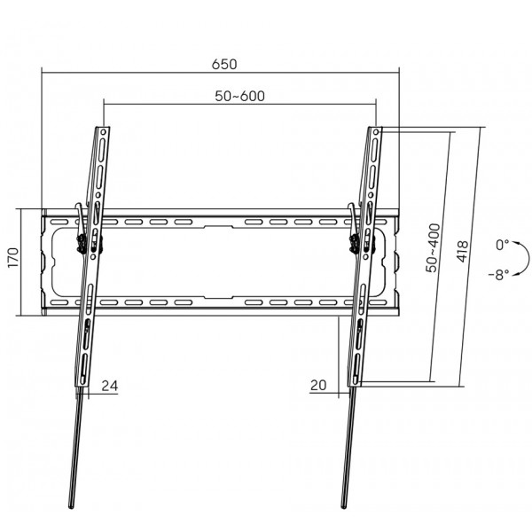 Кронштейн для ТВ AGN AGN80-460T з нахилом/37"-80"/45 кг/max.VESA 600x400/Black