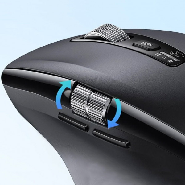 Мишка UGREEN 2.4GHz&BT M751 Ergonomic Contoured-Shape, бездротова, 5000dpi., 5кн., Чорна