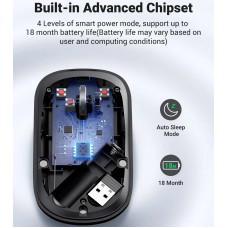 Мишка UGREEN 2.4GHz MU001, бездротова, 4000dpi., 3кн., чорна