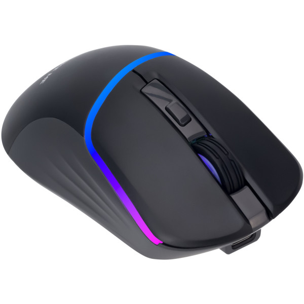 Мишка XTRIKE ME GW-322, ігрова, бездротова Bluetooth+2.4G, 3200dpi., 6кн., LED град.7кольорів, чорна
