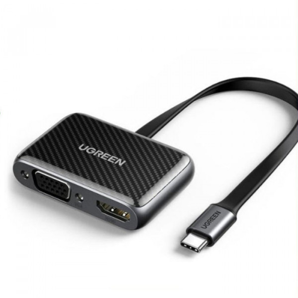 Перехідник USB 2.0 Type-C -> HDMI+VGA (HDMI 1.4b) CM303 Ugreen чорний