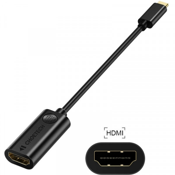 Перехідник USB 3.1 Type-C M - HDMI F, 0,15m 4K 60Hz Choetech чорний