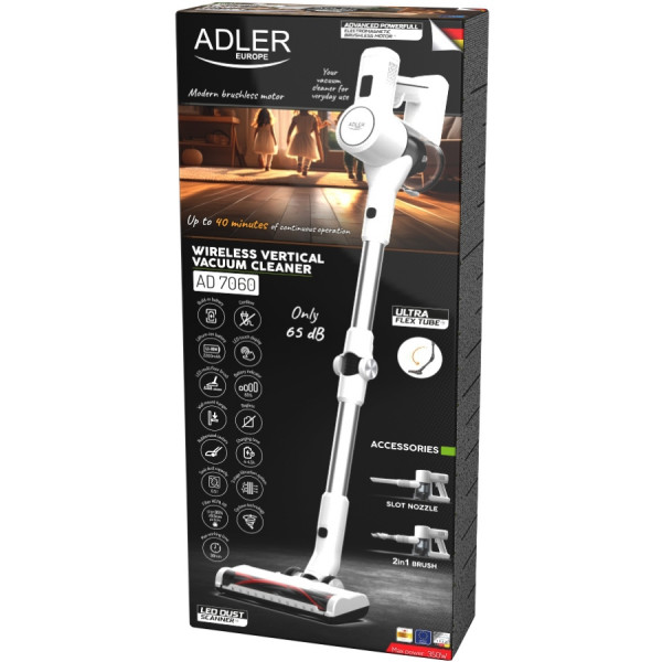 Порохотяг Adler AD 7060 бездротовий/ 350Вт/ 16 000 Pa/ 0,5л/ LED/ FLEX/ настінне кріплення