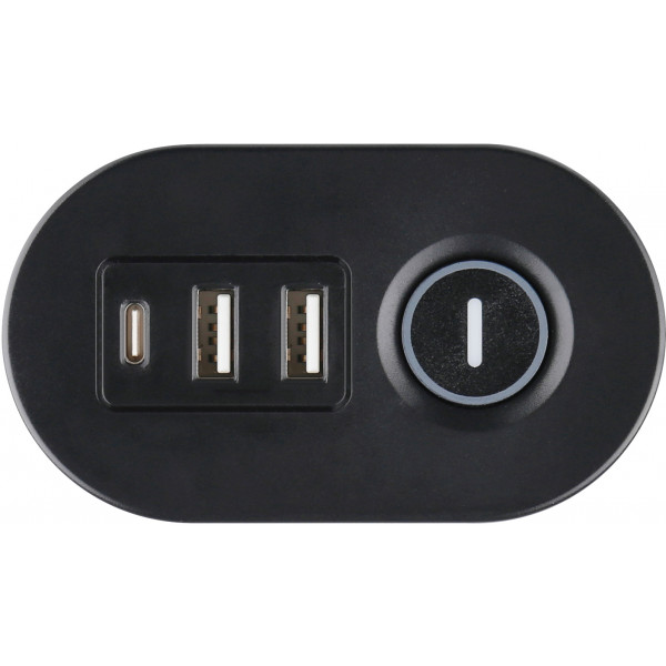 Power filtr 1,5м IOIO SL3000, 1.5м, чорний (3 зах роз + 2 порти USB-A та 1 порт USB-C)