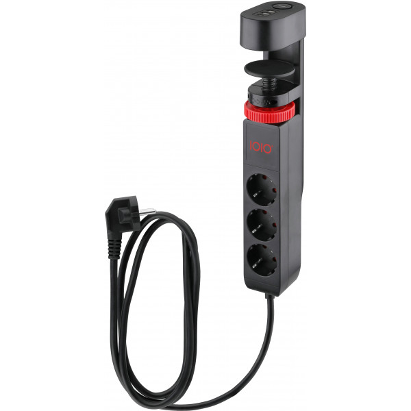 Power filtr 1,5м IOIO SL3000, 1.5м, чорний (3 зах роз + 2 порти USB-A та 1 порт USB-C)