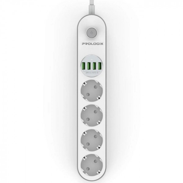 Power filtr 2.0м ProLogix Premium (PR-SE4432W) 4 розетки, 4 USB, білий
