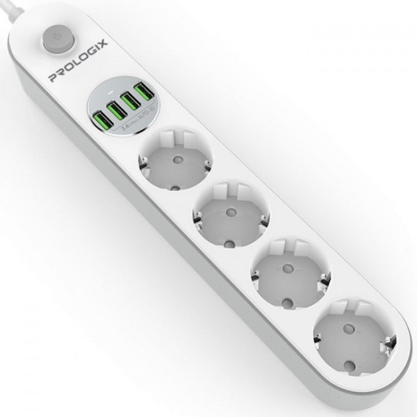 Power filtr 2.0м ProLogix Premium (PR-SE4432W) 4 розетки, 4 USB, білий