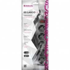 Power filtr 3,0м Defender ES largo, 5 розеток, чорний