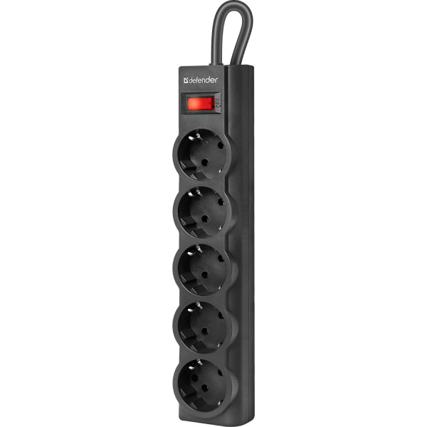 Power filtr 3,0м Defender ES largo, 5 розеток, чорний