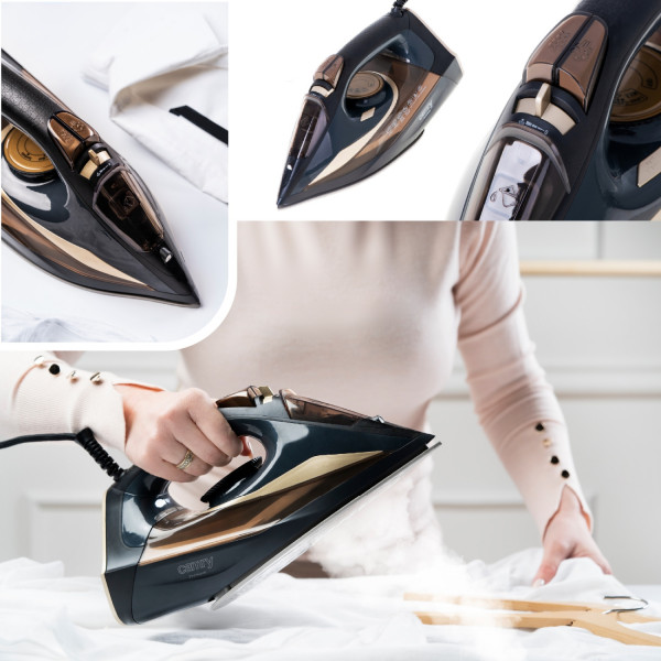 Праска Camry CR 5036 black-gold 3400Вт/ 360 мл/ кераміка/ ''Крапля-стоп''/автовимкнення/ чорна