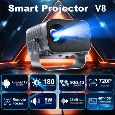 Проєктор H96 MAX V8 LED LCD HD 180AL 16:9 CPU:RK3566 1G/8G Android 12.0 WiFi6 BT сірий