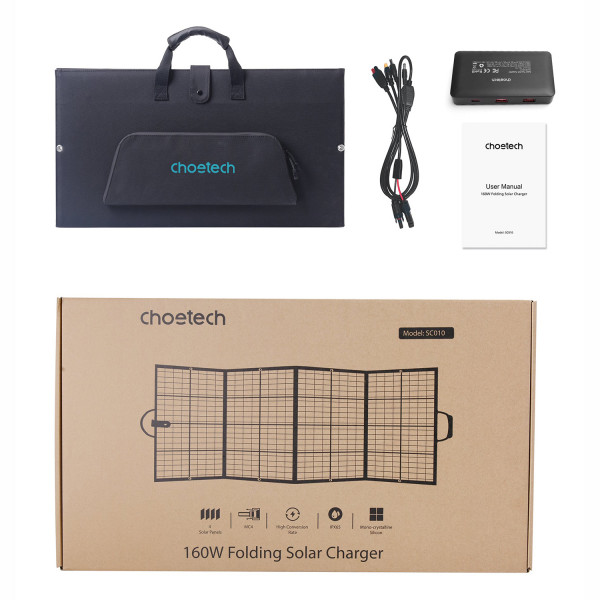 Сонячна панель Choetech 160W (196x54см) DC160W,1*USB QC3.0 18W,1*USB-C PD3.0 45W, 1xUSBA 12W