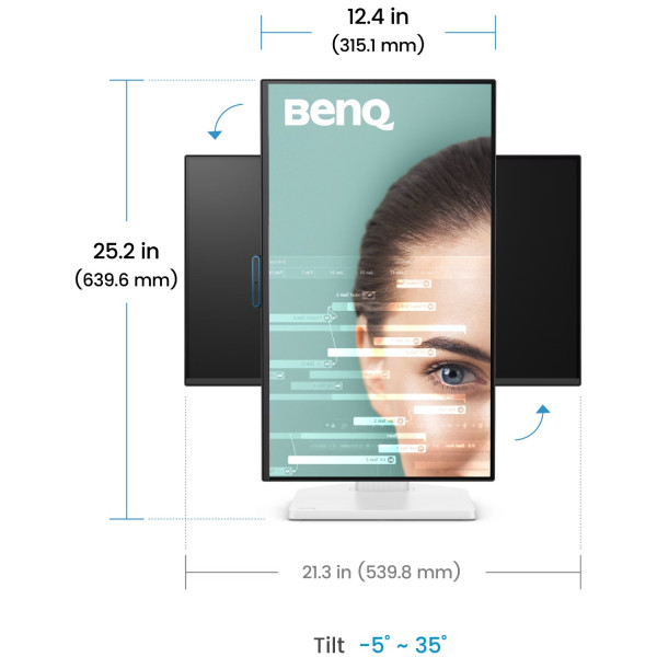 TFT 23.8" BenQ GW2490TC, IPS, 144hz, HDMI, DP, USB-C, HAS, колонки, білий
