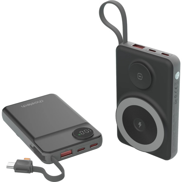 УМБ Choetech Magnetic Wireless 10000mAh 22.5W,PD,QC3.0 USB-A,2xUSB-C AppleWatchcharg,build in type-C