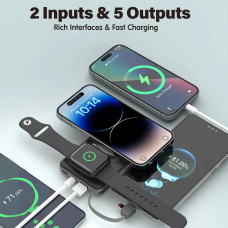 УМБ Choetech Magnetic Wireless 10000mAh 22.5W,PD,QC3.0 USB-A,2xUSB-C AppleWatchcharg,build in type-C