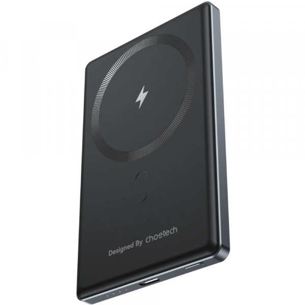 УМБ Choetech Magnetic Wireless 5000mAh 20W PD Qi-15W USB-C In/Out, тонкий, чорний