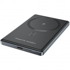 УМБ Choetech Magnetic Wireless 5000mAh 20W PD Qi-15W USB-C In/Out, тонкий, чорний