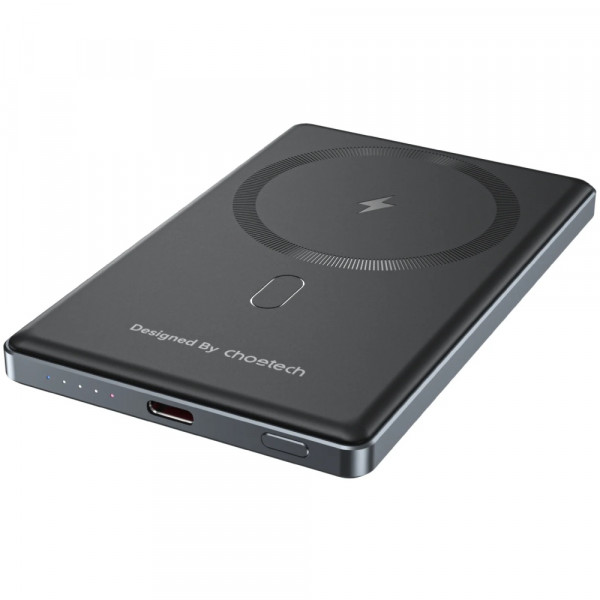 УМБ Choetech Magnetic Wireless 5000mAh 20W PD Qi-15W USB-C In/Out, тонкий, чорний