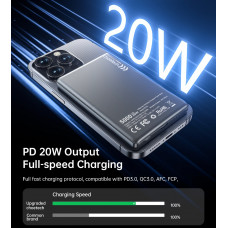 УМБ Choetech Magnetic Wireless 5000mAh 20W PD Qi-15W USB-C In/Out, тонкий, чорний