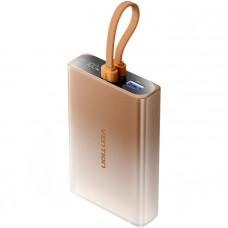 УМБ Vention 10000 mAh 22,5W PD, USB-A, USB-C In/Out, Lightning In/Out, LED display, Gold
