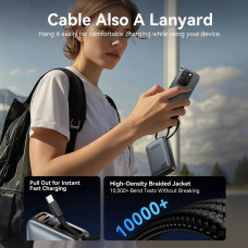 УМБ Vention 20000mAh 45W PD3.1, USB-A, USB-C In/Out, with Built-in USB-C cable Gray