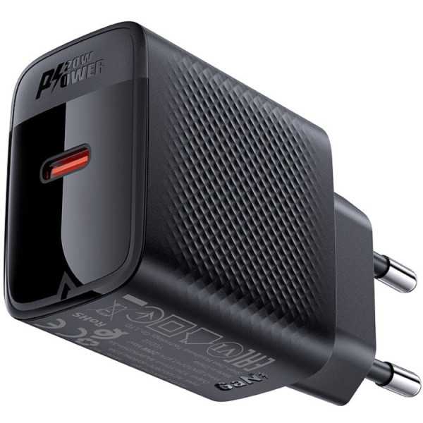 Зарядний пристрій 1xUSB-C 20W + Type-C cable A82 Fast Charger Black Acefast