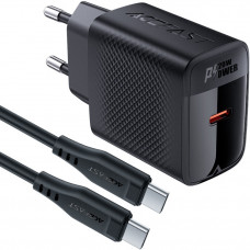 Зарядний пристрій 1xUSB-C 20W + Type-C cable A82 Fast Charger Black Acefast