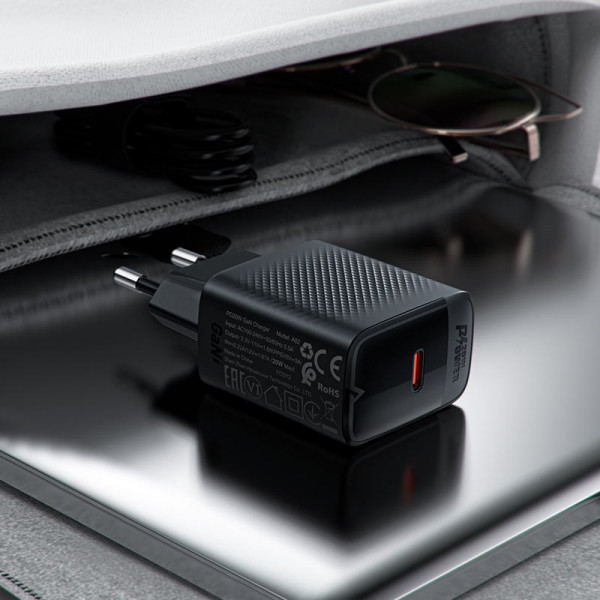 Зарядний пристрій 1xUSB-C 20W + Type-C cable A82 Fast Charger Black Acefast