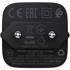 Зарядний пристрій 1xUSB-C 45W Gan A119 Fast Charger black Acefast