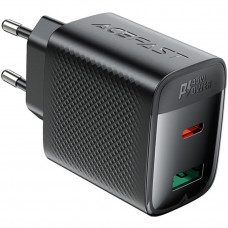 Зарядний пристрій 2xUSB 45W (USB-C+USB-A) Gan A106 Black Acefast