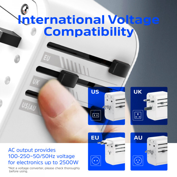 Зарядний пристрій 3xUSB 45W GaN (2хUSB-C+USB-A) PD3.0/QC3.0, universal plugs US/EU/AU/UK Energizer