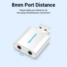 Звукова карта USB AUX jack, 2*TRS (Mic + Ear), Aluminum alloy Vention
