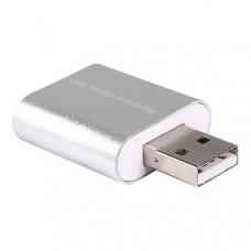 Звукова карта USB AUX jack, 2*TRS (Mic + Ear), C-Media chip, RTL, срібляста