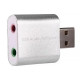 Звукова карта USB AUX jack, 2*TRS (Mic + Ear), C-Media chip, RTL, срібляста