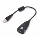 Звукова карта USB AUX jack, 2*TRS (Mic + Ear) Virtual 7.1 Channel, C-Media, кабель 25 см, чорна