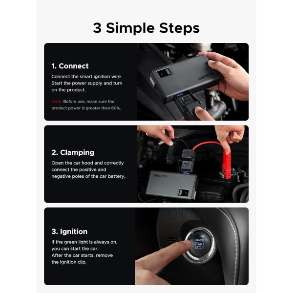 Автомобільний Jump Starter ES702 12000mAh Ugreen