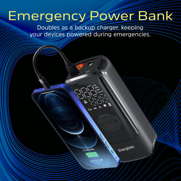 Автомобільний портативний компресор Energizer PAC4000 150 PSI, Power Bank 2000 мАг, Black