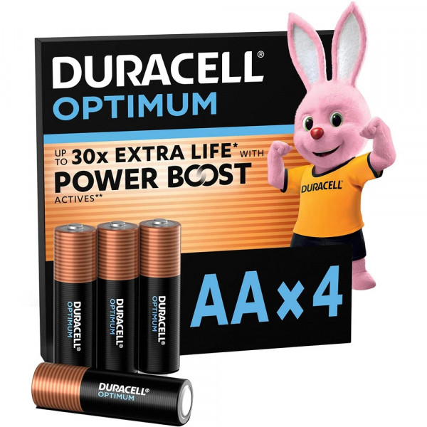 Батарейка AA/LR06, Лужна, Duracell Optimum, BL (4шт.)