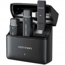Бездротовий подвійний петличний мікрофон Vention USB-C 2-Pack Wireless Lavalier with Charging Case