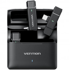 Бездротовий подвійний петличний мікрофон Vention USB-C 2-Pack Wireless Lavalier with Charging Case