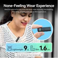 Бездротовий подвійний петличний мікрофон Vention USB-C 2-Pack Wireless Lavalier with Charging Case