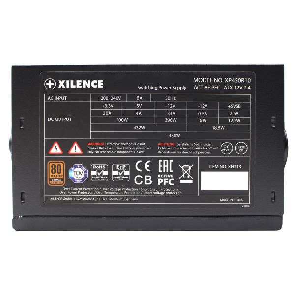 БЖ 450W Xilence XP450R10 Gaming series, 120mm, 80+ BRONZE, Retail Box